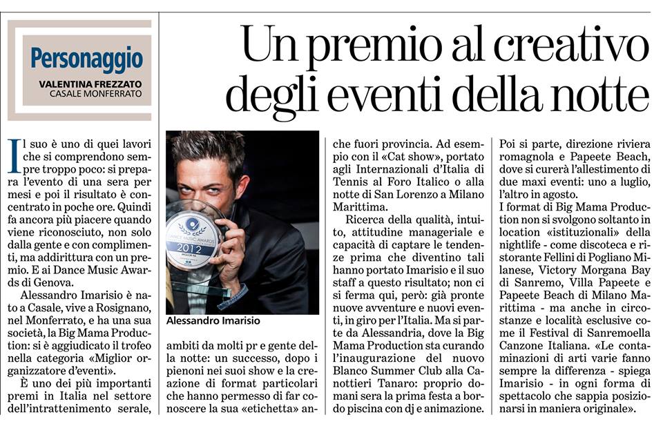 Un premio al creativo degli eventi della notte