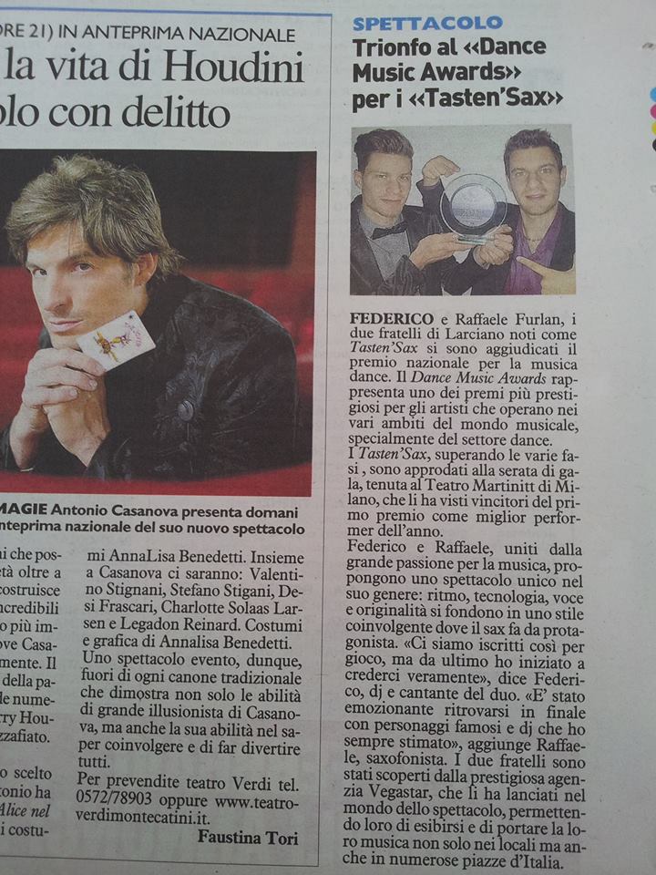 Trionfo al Dance Music Awards per i Tasten’Sax