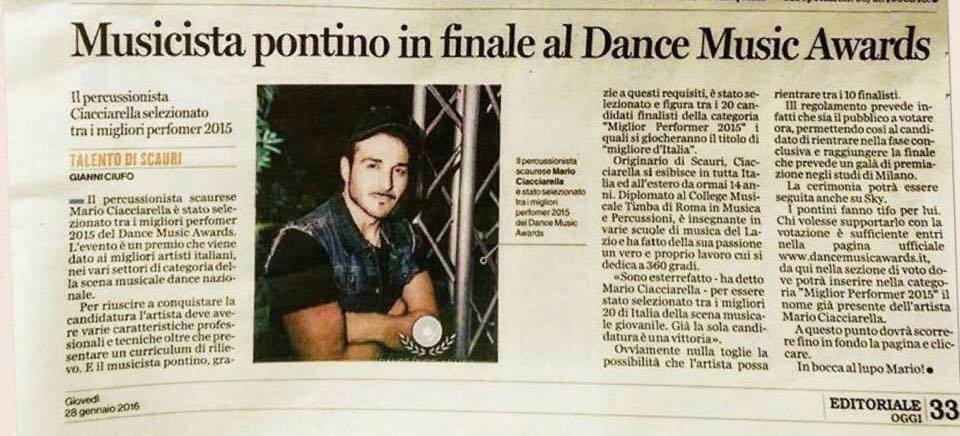 Musicista pontino in finale al Dance Music Awards