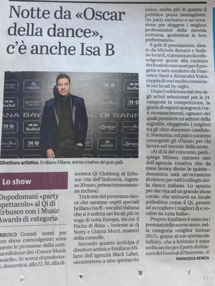 Notte da “Oscar della dance” c’è anche Isa B