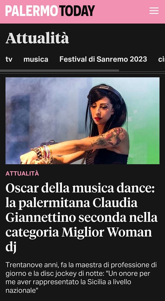 Oscar della musica dance: la palermitana Claudia Giannettino seconda nella categoria Miglior Woman dj
